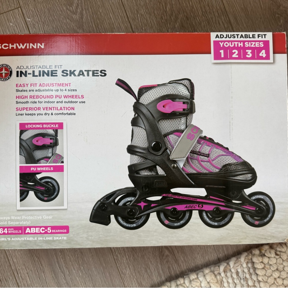 Schwinn Kids Adjustable Inline Skates, Rollerblades - Black and Pink